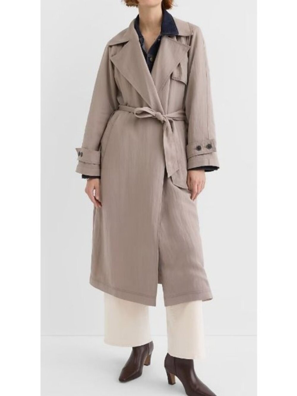 Ann Taylor LOFT Oversized Drapey Long Trench Coat Women S Belted Twill NWT $200